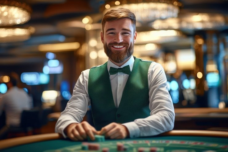 Meja blackjack dealer langsung dalam kualitas HD